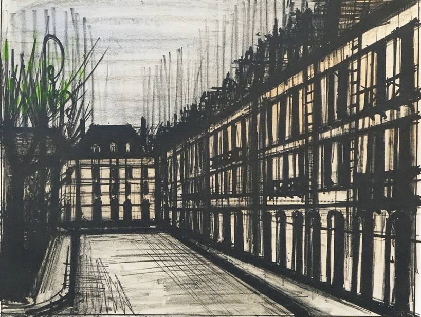 ベルナール・ビュッフェの絵画作品　タイトルは、ヴォージュ広場